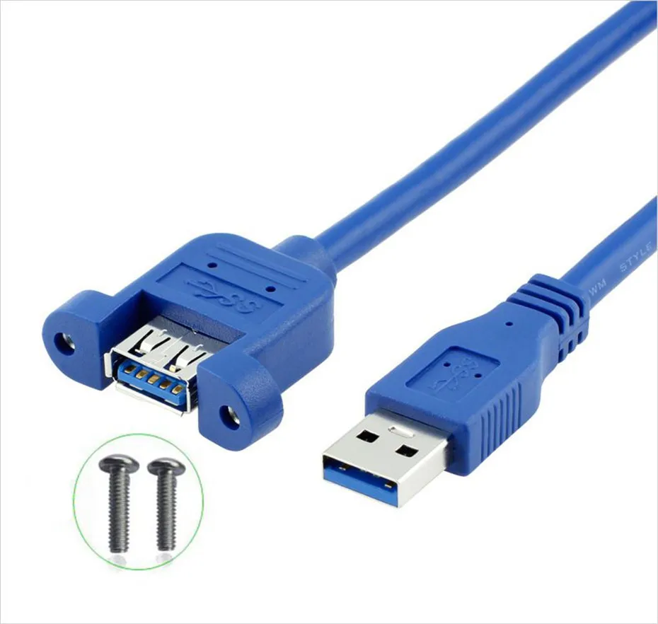 Cable de extensión USB3.0 Cable USB 3,0 extensor macho a hembra sincronización de datos sin tornillo conector de montaje en Panel para disco duro de impresora de PC - imagen 5