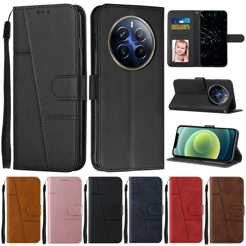Funda de cuero con tapa para móvil, Carcasa protectora para Realme, 12 Pro Plus, 12 Plus, Coque Realme - imagen 2