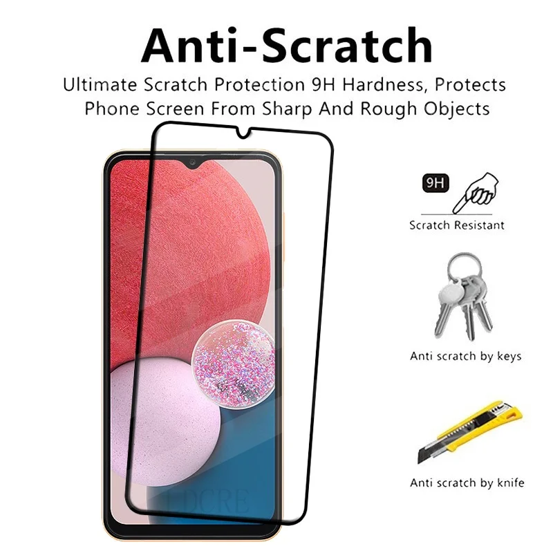 4 Uds para Samsung A13 vidrio Samsung Galaxy A13 vidrio templado 9H cubierta protectora completa pegamento para Protector de pantalla Samsung A13 A 13 - imagen 4