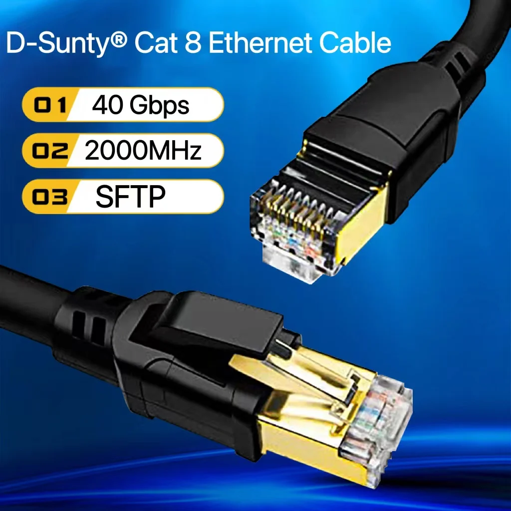 Cable Ethernet Cat 8 de alta velocidad 40Gbps 2000Mhz SFTP de alta velocidad 5m 10m 20m 30m Cables de Internet de red LAN