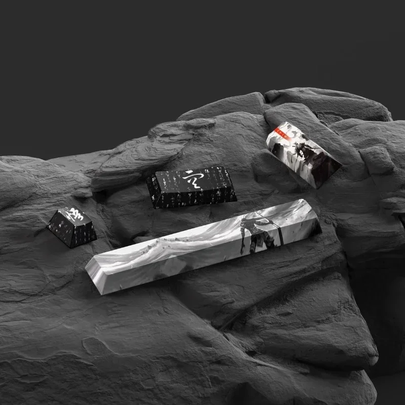 Negro Myth Wukong Anime Keycaps Set personalizado Cherry Profile PBT ESC Point Keycap Space para ATK otros teclados mecánicos inalámbricos