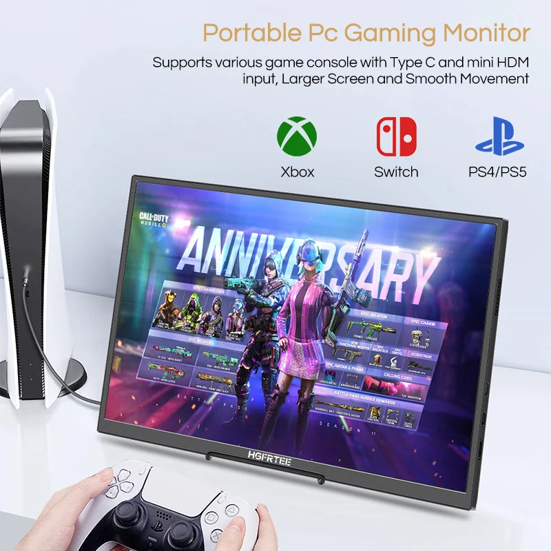 HGFRTEE Monitor portátil de 12,3 pulgadas 3:2 400Cd/m2 100% sRGB segunda pantalla para juegos pantalla extendida para Mac teléfono PS5 Xbox Switch - imagen 3