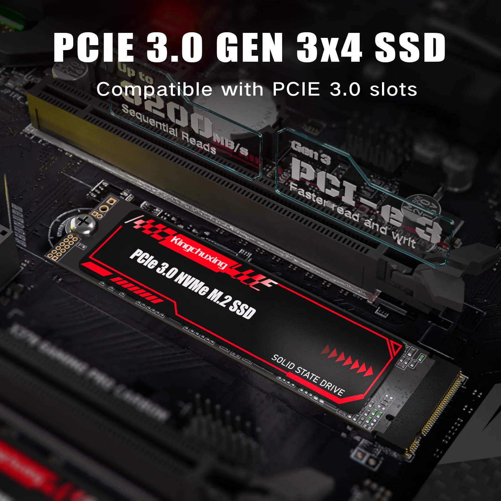 Kingchuxing NVMe M.2 PCIe3.0 SSD Gen3x4 M.2 2280 Unidad de estado sólido interna para computadoras portátiles y de sobremesa - imagen 5