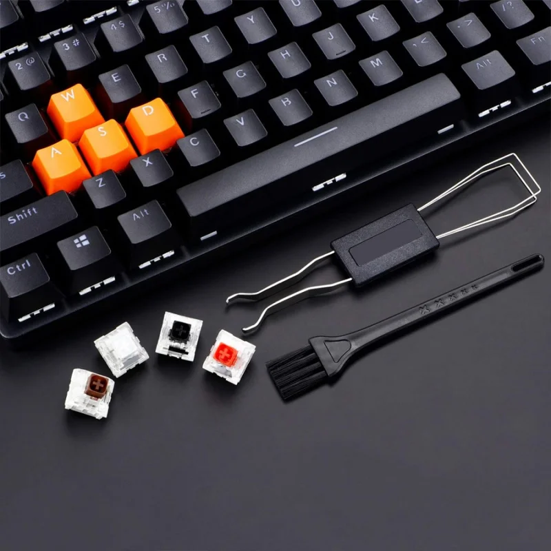 Extractor de teclas, herramienta de extracción de teclas de acero inoxidable con 2 uds., cepillo de limpieza de teclado para teclado mecánico - imagen 4