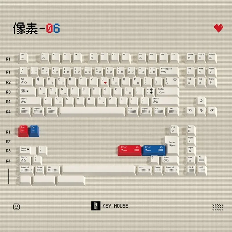 Juego de teclas con tema Pixel 06, tapa de teclado personalizada, perfil Cherry, Teclado mecánico, 116 teclas, PBT, Crush80 - imagen 4