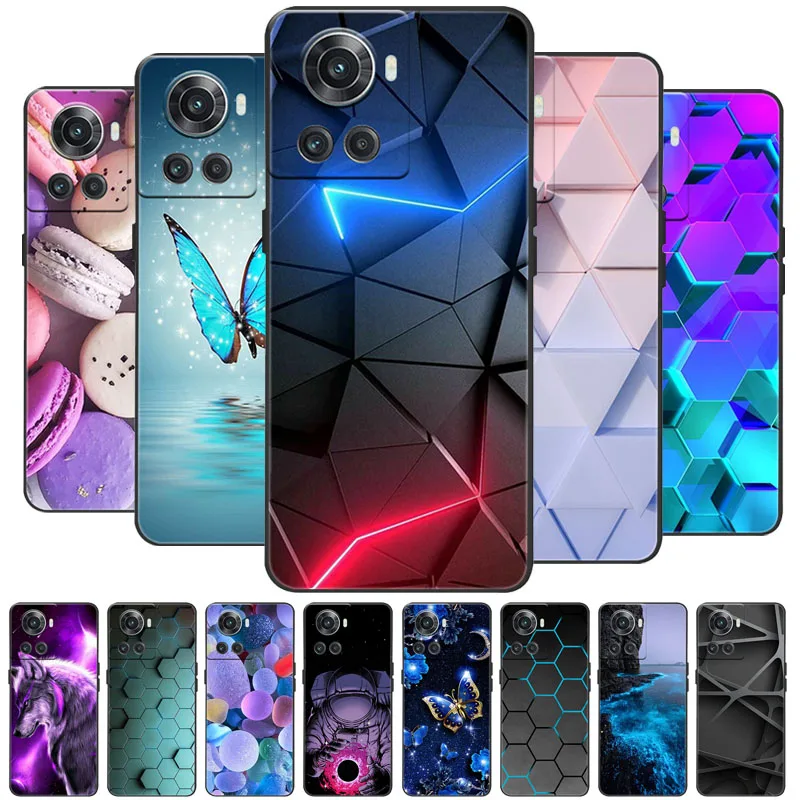 Para OnePlus 10R 5G Funda de silicona negra suave Funda de teléfono para OnePlus 10R Funda OnePlus10R 1 + 10 R Fundas traseras León Lobo Coque Funda