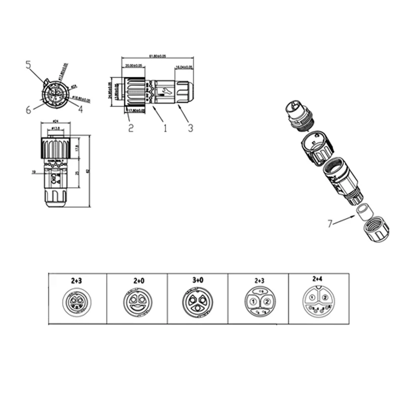 Conector M19 2 + 3 macho hembra enchufe de aviación bicicleta eléctrica nuevos enchufes de carga de energía conectores de batería de litio de torre - imagen 5