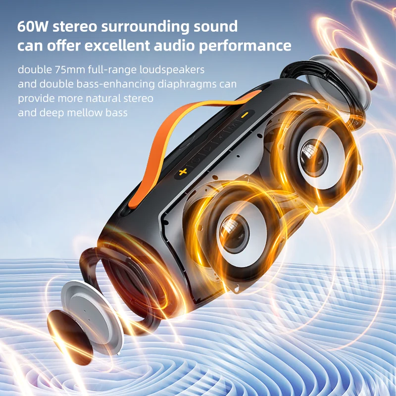 EBS-611 Altavoz potente Bluetooth 5,3 de 40W, Boombox de música estéreo inalámbrico portátil resistente al agua con luz RGB dinámica - imagen 4