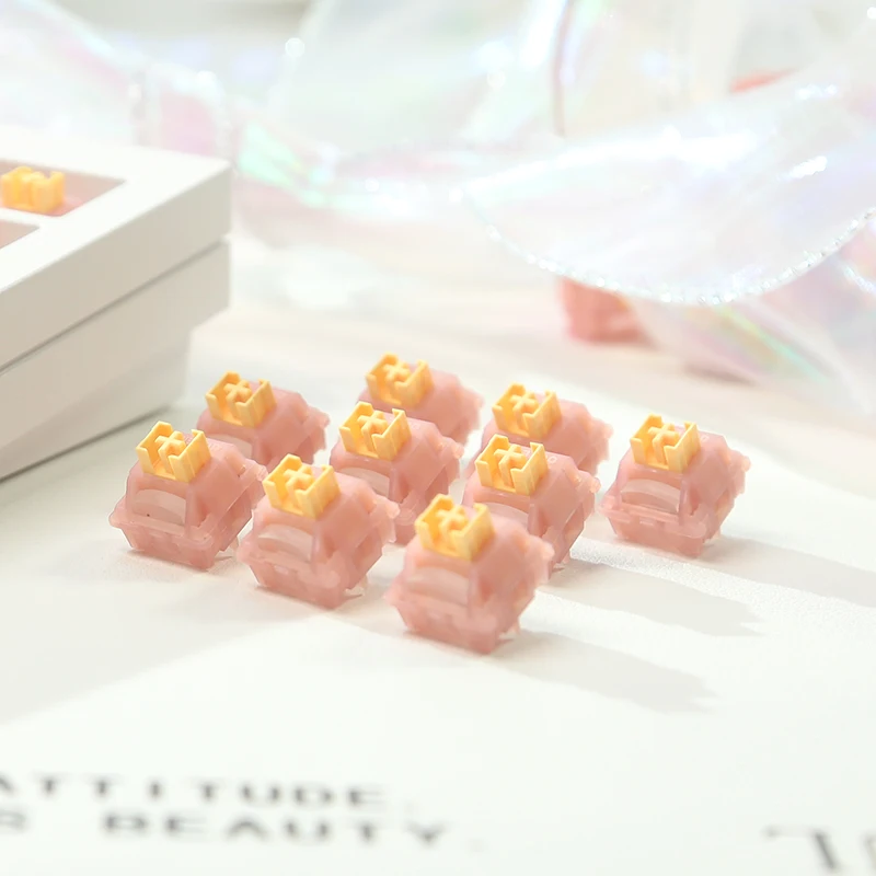 Outemu V3 interruptores silenciosos/clicky Lemon Peach interruptor de teclado mecánico 5 pines lubricante RGB Gaming MX interruptores táctiles lineales - imagen 3