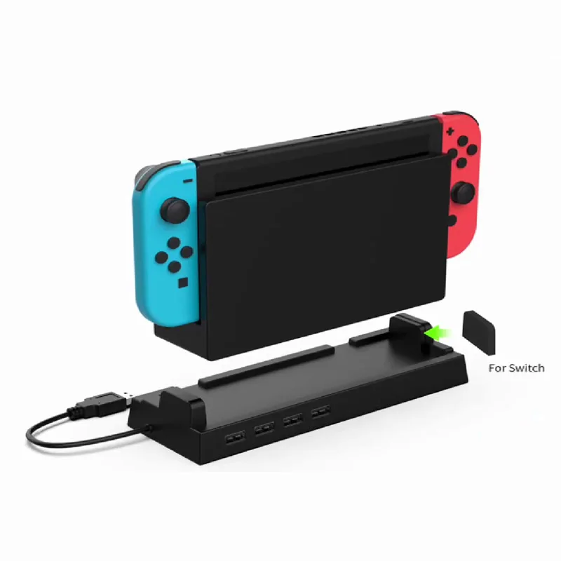 Soporte de base OLED para interruptor NS, concentrador de 4 puertos USB, adaptador de expansión divisor externo, Compatible con accesorios de juego para Nintendo Switch - imagen 2