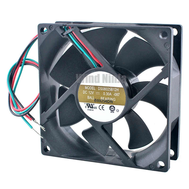 DS08025B12H Ventilador de refrigeración con rodamiento de bolas doble 8 cm 80 mm Tamaño 3000 rpm Velocidad DC12V 0.30A Alimentación para chasis Fuente de alimentación de CPU