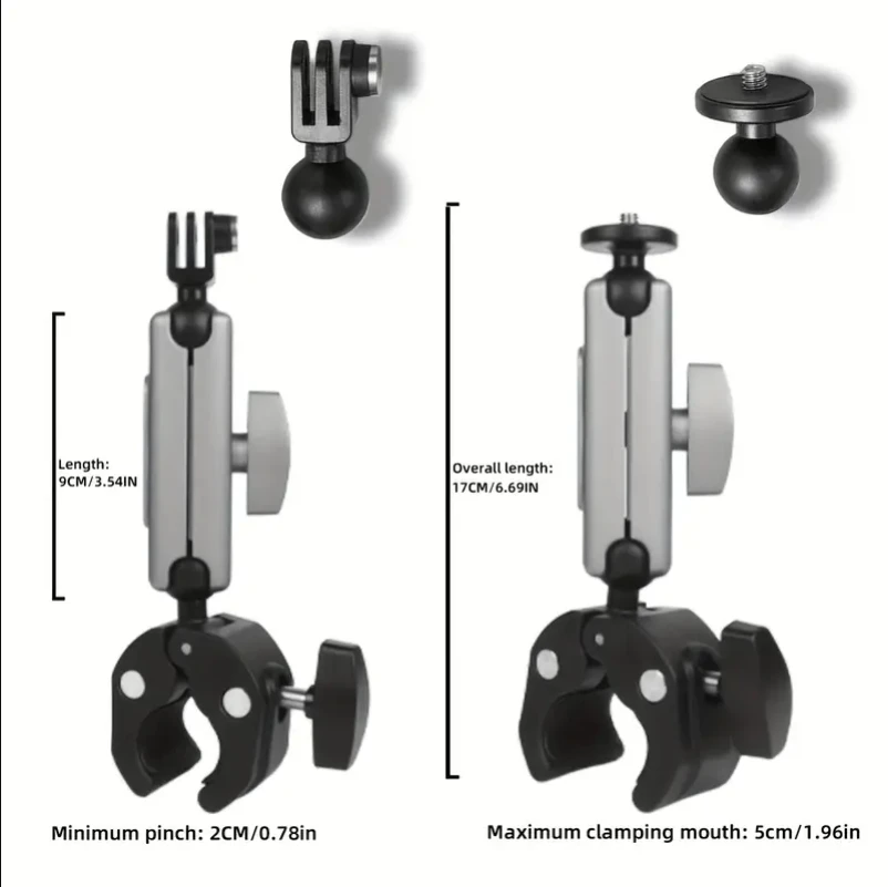 La nueva motocicleta de aluminio Super Clip Clip doble garra 360 ° El soporte giratorio para manija de cámara de movimiento está disponible para GoPro/Insta360 - imagen 4
