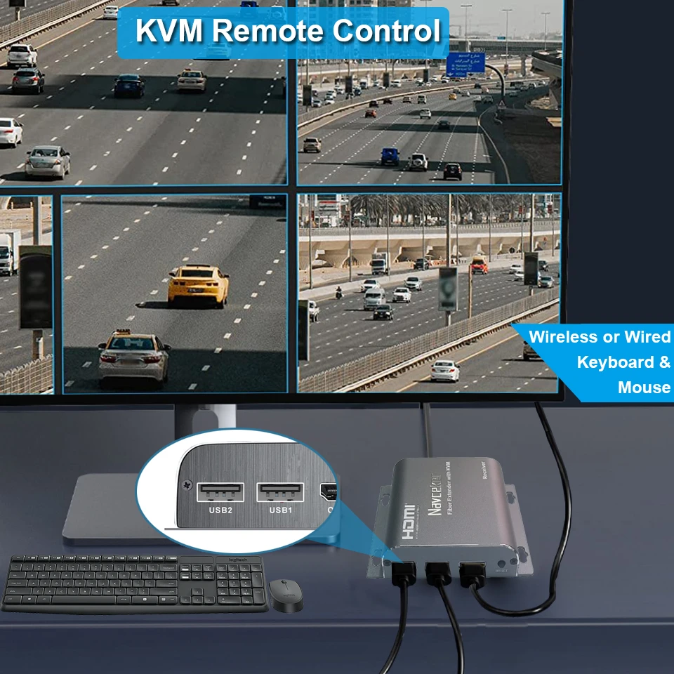 Navceker H.265 20KM extensor de fibra Compatible con HDMI 1080P KVM sobre LC convertidor de fibra óptica HDMI a transmisor de vídeo de fibra óptica - imagen 4