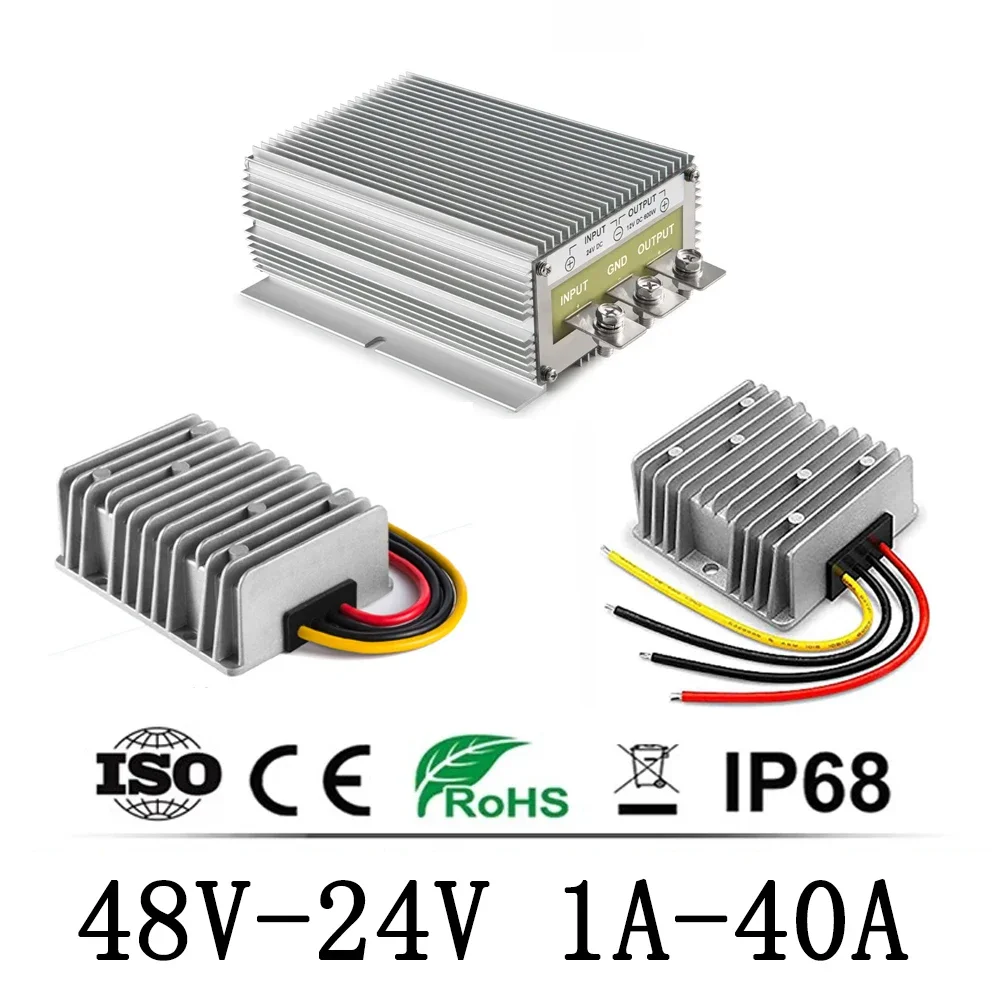 Convertidor de potencia de conmutación de 48 voltios a 24 voltios, transformador reductor de CC a CC, regulador reductor de voltaje de camión, 1A a 40A - imagen 2