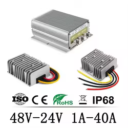 Convertidor de potencia de conmutación de 48 voltios a 24 voltios, transformador reductor de CC a CC, regulador reductor de voltaje de camión, 1A a 40A