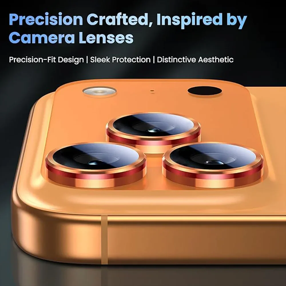 1-3Pcs Orange For 17 Pro Max Camera Lens Protector Glass Metal Ring Easy Installation Cover For Iphone 16 17 Air Accessories - imagen 3