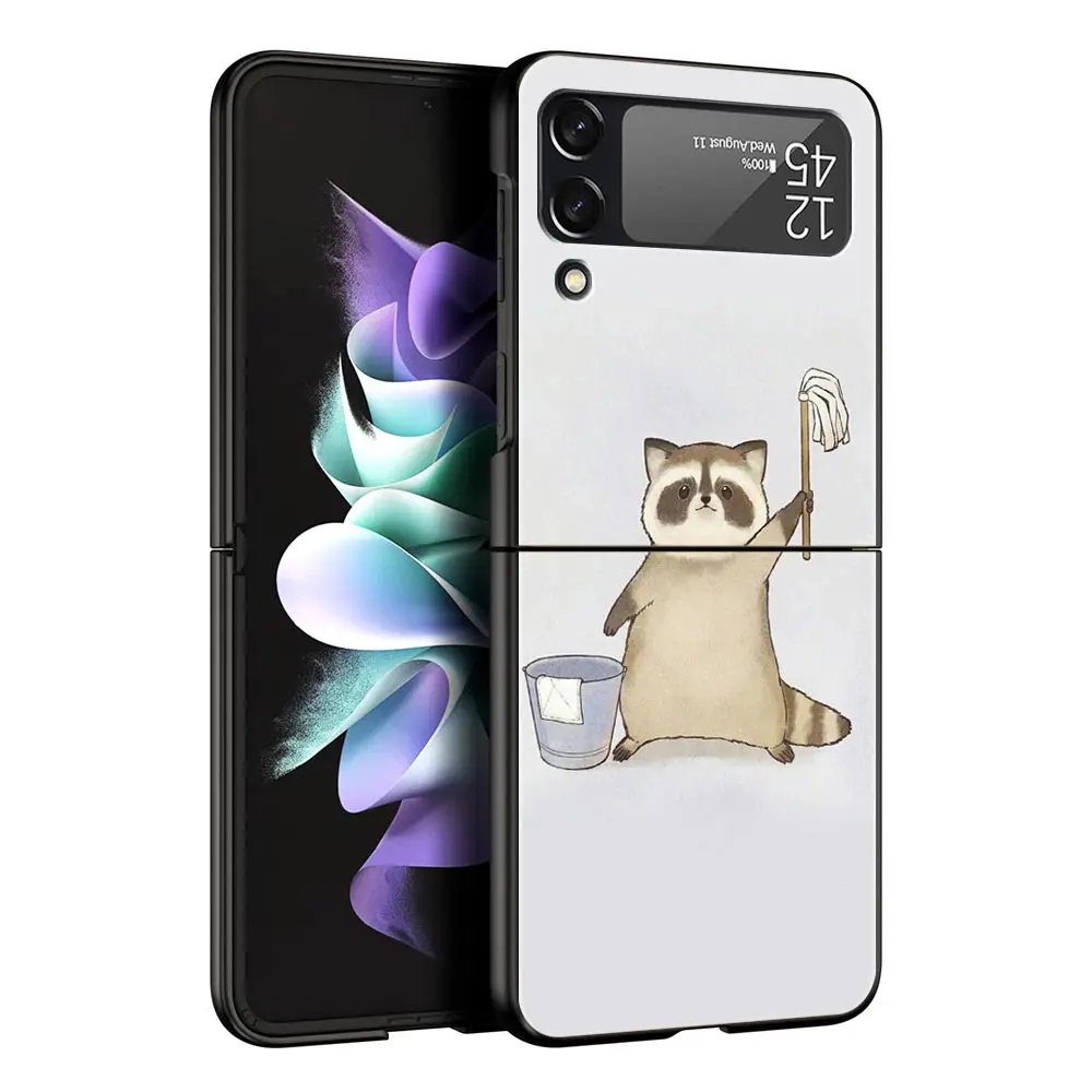 Funda de teléfono Raccoon para Samsung Galaxy Z Flip3 Flip4 Flip5, carcasa para Z Flip 3 4 5 6 7, funda trasera plegable dura - imagen 3