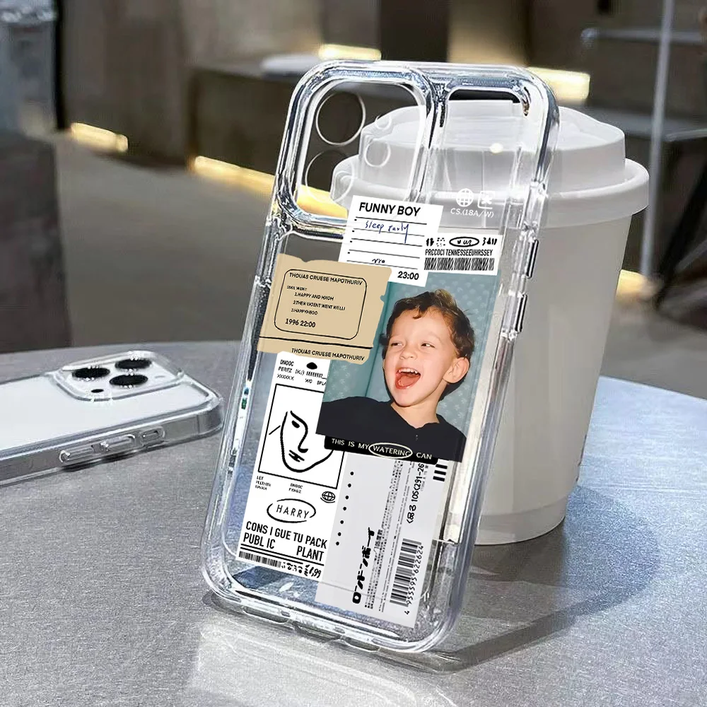 Funda de teléfono con etiqueta de moda para iPhone 11, 13, 15, 14, 12 Pro Max XR X XS 7, 8 Plus SE 2020 15promax 13promax, Funda transparente de TPU suave