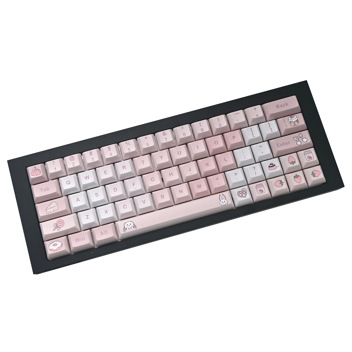 Sweet Rabbit-teclas PBT con ISO Enter para teclado mecánico Cherry Mx Switch, sublimación de tinte de perfil KCA rosa, 140 teclas