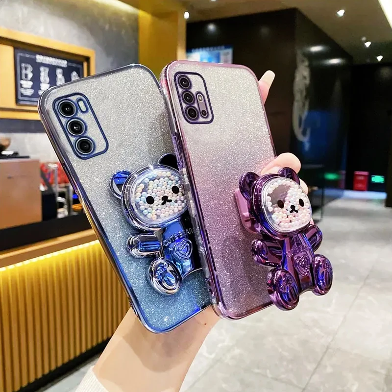 Funda con soporte de oso para Motorola Moto G60, G20, G30, G10, G22, G13, G23, G73, G53, G42, G32, G72, G62, G71 - imagen 2