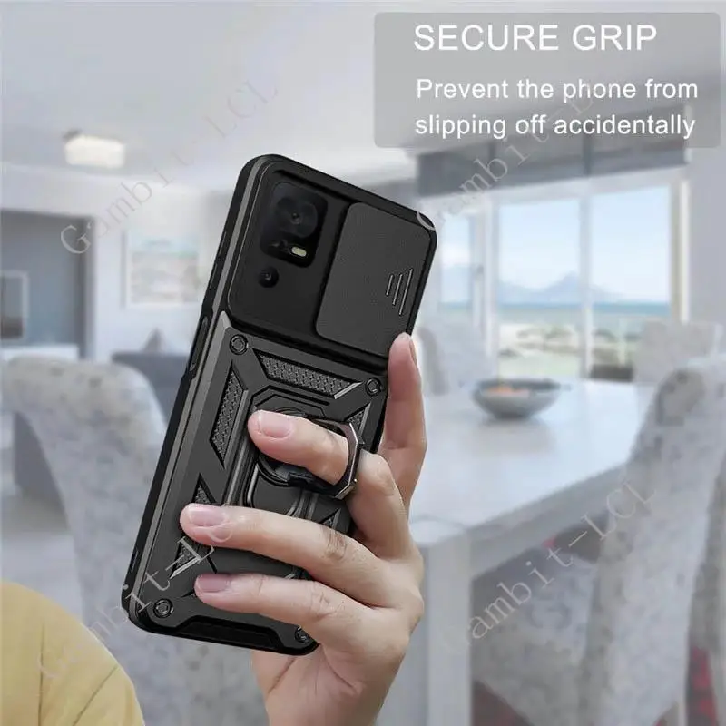 Cubierta completa de Metal a prueba de golpes para teléfono, carcasa anticaída, protección de lente tipo ventana de empuje, soporte trasero, para TCL 40 SE 40 XL T610K - imagen 5