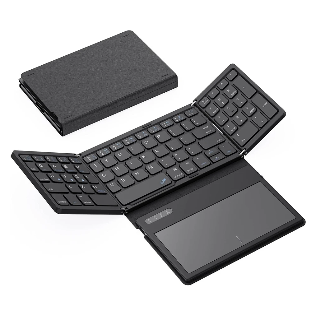 Lefon teclado inalámbrico Bluetooth plegable teclado portátil con panel táctil 81 teclas teclado plegable delgado 3 para Windows IOS Android