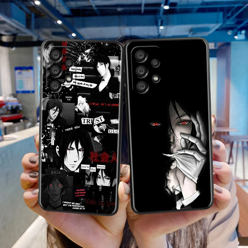 Black Butler para Samsung A55 A35 A25 A15 A14 A73 A53 A13 A05S A03S A02S A71 A52 A32 funda de teléfono suave negra - imagen 2