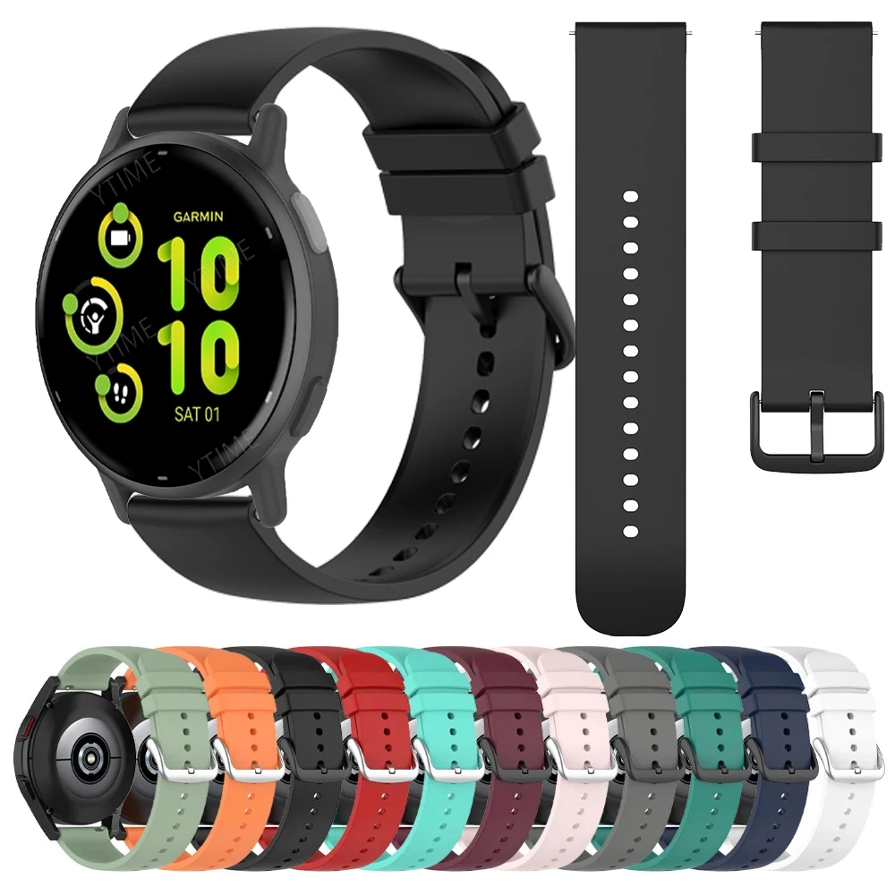 20mm Silicone Strap For Garmin Forerunner 165 Band for Vivoactive 6 5 3 Venu Sq 2 245 645 55 Approach S12 S40 Bracelet Watchband