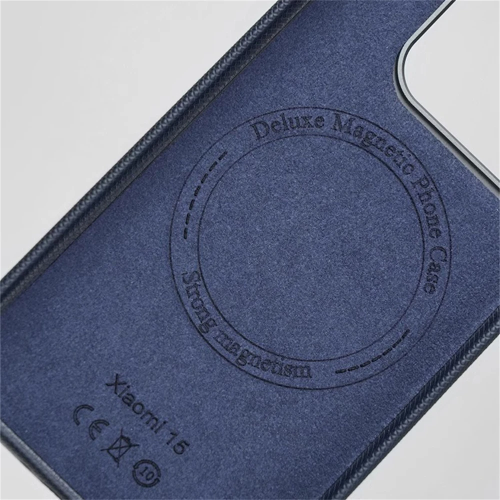 Funda mate de cuero PU con textura en relieve de diamante de lujo para Xiaomi Mi15 Mi 14 15 Pro, lente de Metal de carga inalámbrica a prueba de golpes - imagen 5