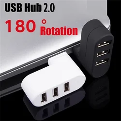 WvvMvv Mini 180 °   Giratorio 3 puertos Multi USB 3,0 2,0 Hub transferencia de datos de alta velocidad U adaptador divisor de disco para ordenador portátil MacBook PC
