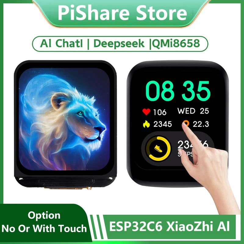 DeepSeek AI Chat de voz ESP32 C6 Placa de desarrollo de pantalla LCD de 1,69 pulgadas 240x280 Reloj programable con pantalla táctil de 1,69 pulgadas