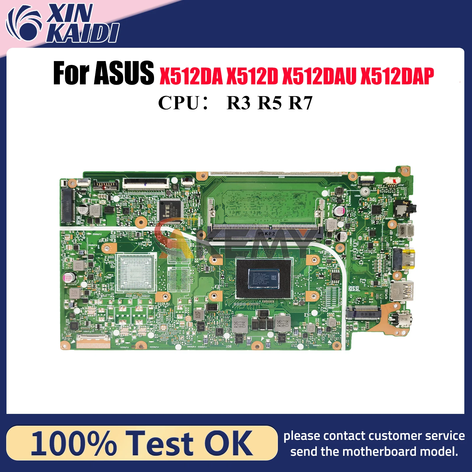 Placa base para ordenador portátil X512DA para ASUS VivoBook X512DK X512DAU X512DAP X512D V5000d X512DA M512D M5050D F512D placa base R3 R5 R7 CPU