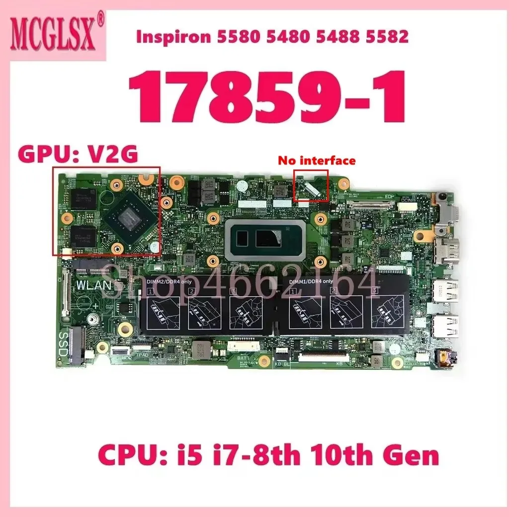 17859-1 con placa base de CPU i3 i5 i7-8th Gen para DELL Inspiron 5482 5480 5580 5582 Vostro 5481 placa base para ordenador portátil prueba de 100% OK - imagen 2