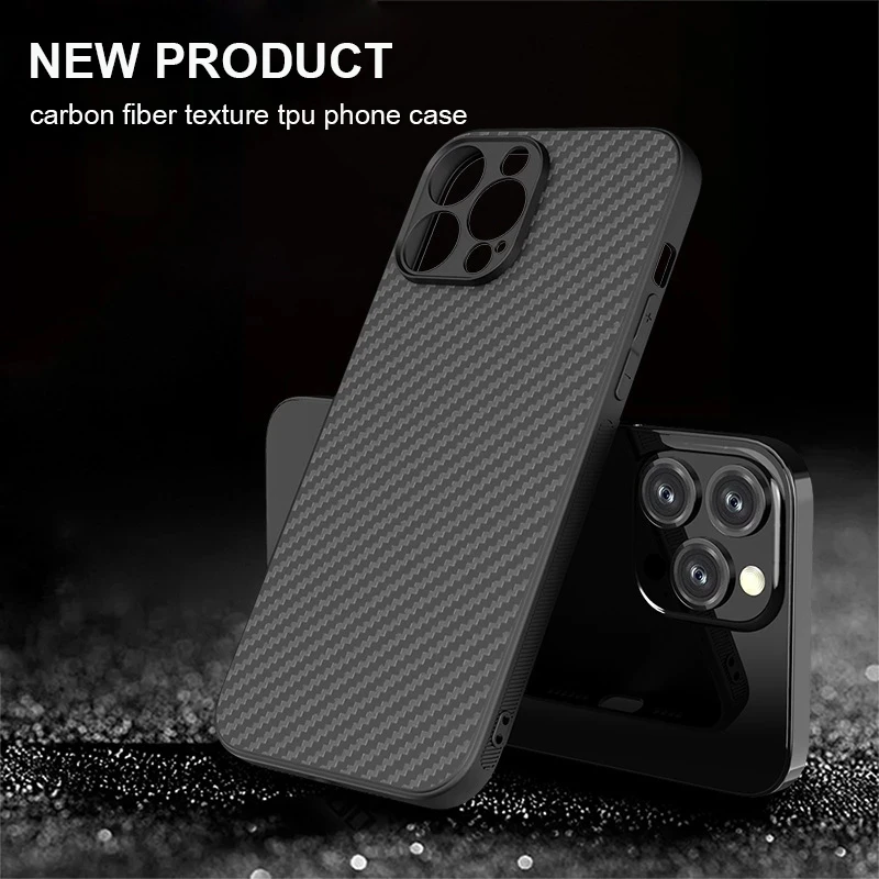 Nuevo para Apple iphone 13 12 11 14 15 16 17Pro Max AIR 13MINI 14PLUS funda protectora trasera ultrafina de fibra de carbono TPU suave - imagen 4