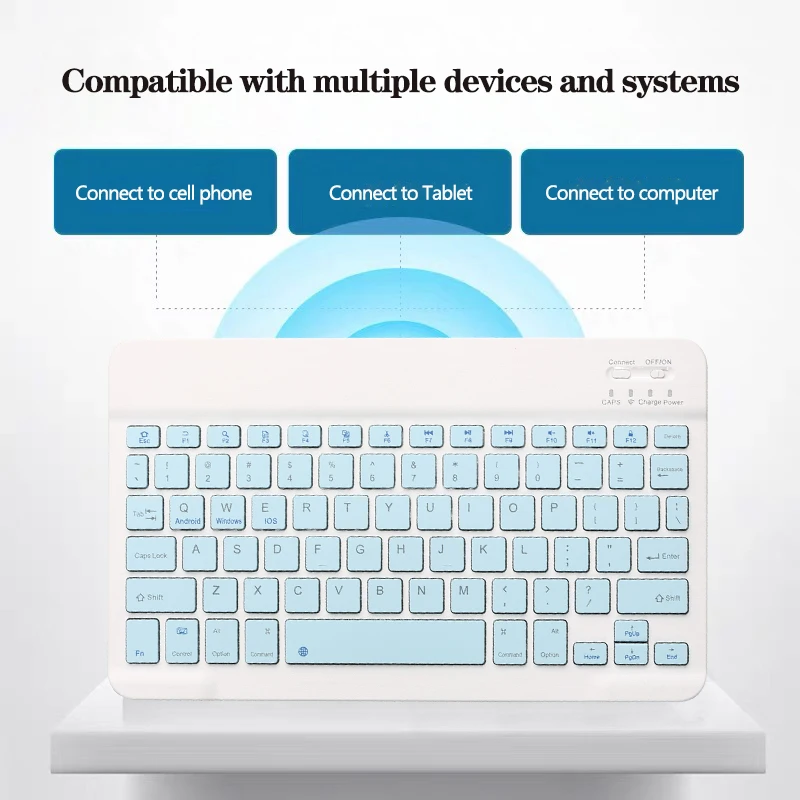 Teclado y ratón compatibles con Bluetooth para iPad, Xiaomi, tableta, Mini teclado inalámbrico recargable para Android, IOS y Windows - imagen 4