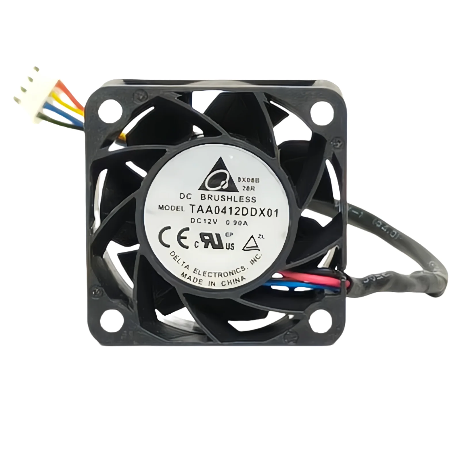 Delta TAA0412DDX01 Ventilador de refrigeración con doble rodamiento de bolas de 40x40x20 mm - Ventilador con cubierta de PC de alta velocidad de 12 V, 0,9 A, 15600 RPM con PWM de 4 pines