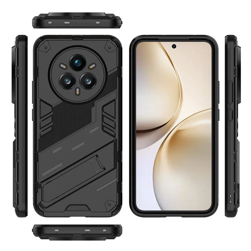 Para Realme 14 Pro + funda para Realme 12 13 14 Pro Plus cubierta a prueba de golpes armadura dura soporte de PC parachoques de silicona para Realme 14 Pro - imagen 4