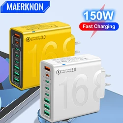 Cargador USB-C 150W 8 Puertos PD Carga Rápida iPhone Samsung Xiaomi