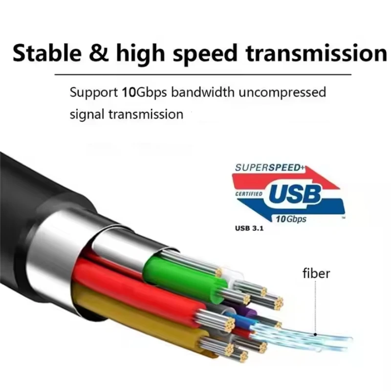 Cable de datos de fibra óptica USB 3,2 Gen 2 tipo C de 10Gbps para discos duros cámara Oculus Link Quest 1/2/3 Steam VR 10m 15m 20m USB C - imagen 4