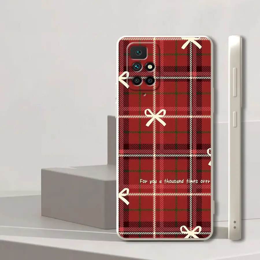 Funda para Xiaomi Redmi K40 K60 10 9 8 13C 14C A2 A3x 12C A1 cubierta suave rejilla roja navideña - imagen 4