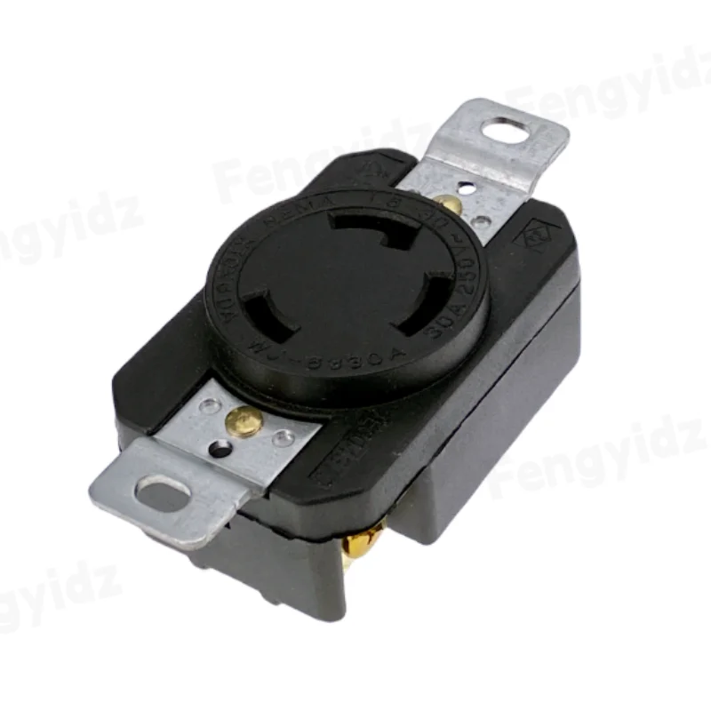 Fengyidz negro americano 30A 250V NEMA L6-30P L6-30R US 3 orificios antiapagado enchufe de alimentación industrial conector de cable en línea - imagen 3