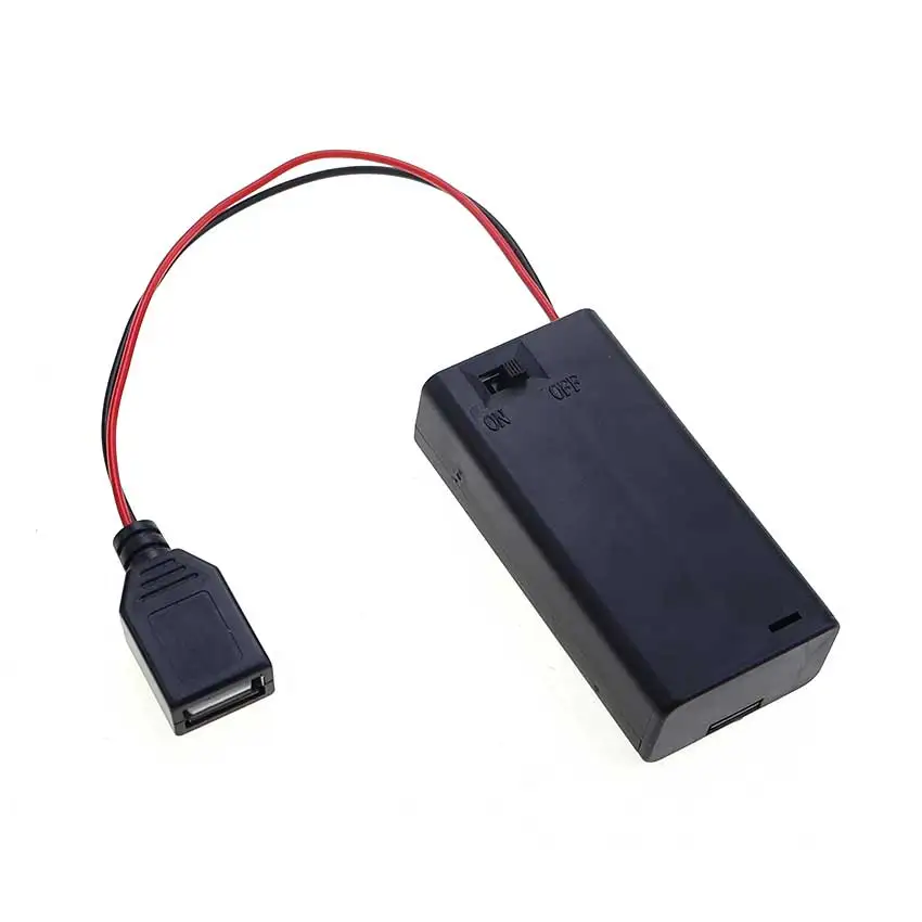 JCD 1 Uds 2/3/4/6/8 ranura AA soporte de batería 1,5 V AA caja de batería con cubierta con puerto de alimentación hembra USB interruptor y cubierta DIY - imagen 5