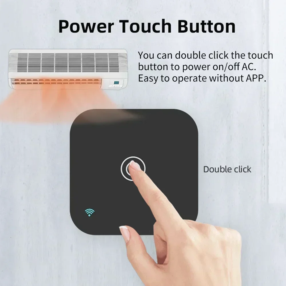 Thremostato inteligente de aire acondicionado Tuya, Sensor de temperatura y humedad incorporado para control remoto IR, funciona con Alexa y Google - imagen 3