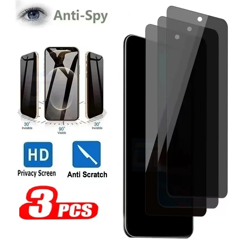 Protector de pantalla de vidrio templado de privacidad, 3 uds., para Samsung M12 A20S F02S F54 M54 A73 M53 A24 F22 4G 5G