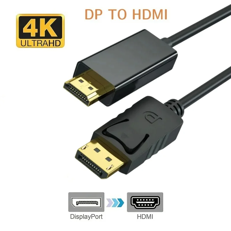 Cable 4K DP DisplayPort a HDMI macho a hembra DP a HDMI Cable de Audio y vídeo Compatible para ordenador portátil TV proyector Monitor