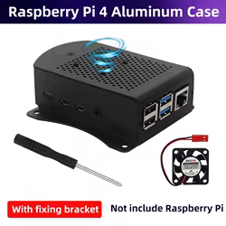 Caja Metal Raspberry Pi 4 Modelo B con Ventilador y Soporte Montaje