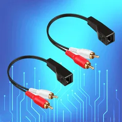 Estéreo DC3.5mm Estéreo y RCA Rojo Blanco Señal de audio Balun sobre cable Cat5/6 2 unids/set