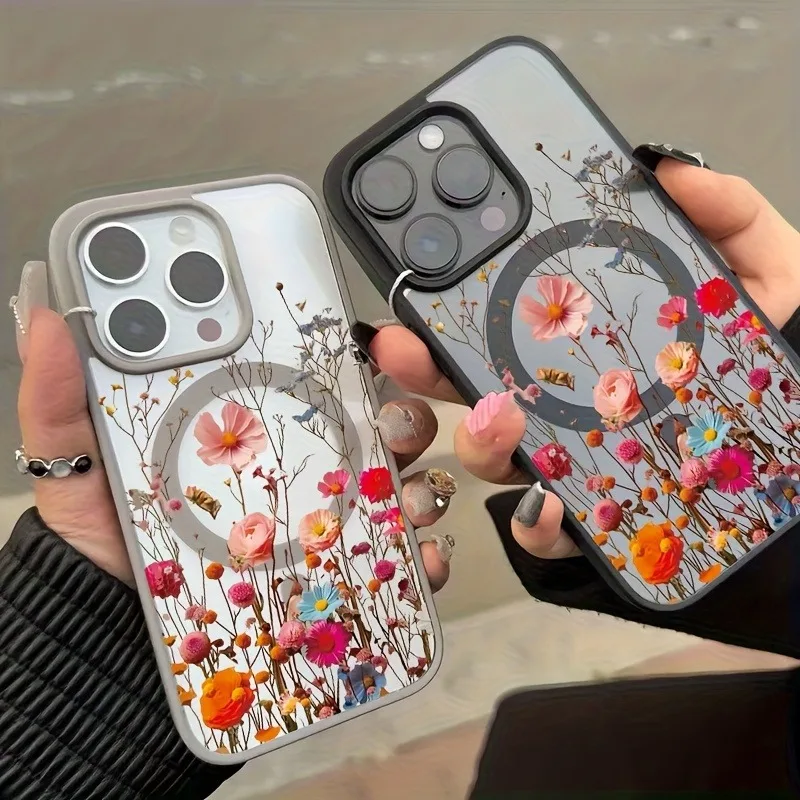 Funda de teléfono transparente y magnética con carga inalámbrica Floral colorida para iPhone 17 Pro Max 16 Plus 15 14 13 12 11 16E 17 Air 17 - imagen 4