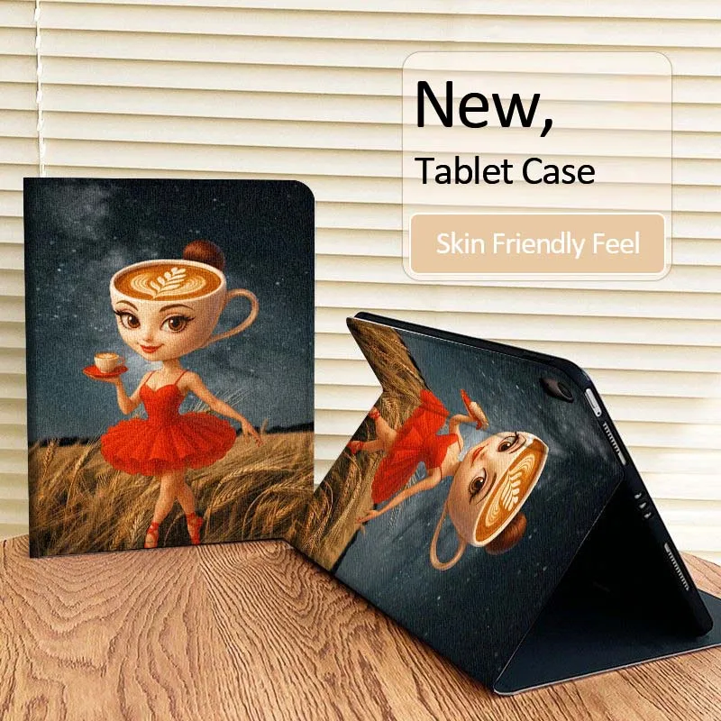 Bailarina capuchino arte para iPad Pro Air Mini 1 2 3 4 5 6 7 7th 8th 9th 10th 11th 10,2 9,7 10,5 10,9 11 12,9 funda para tableta - imagen 4