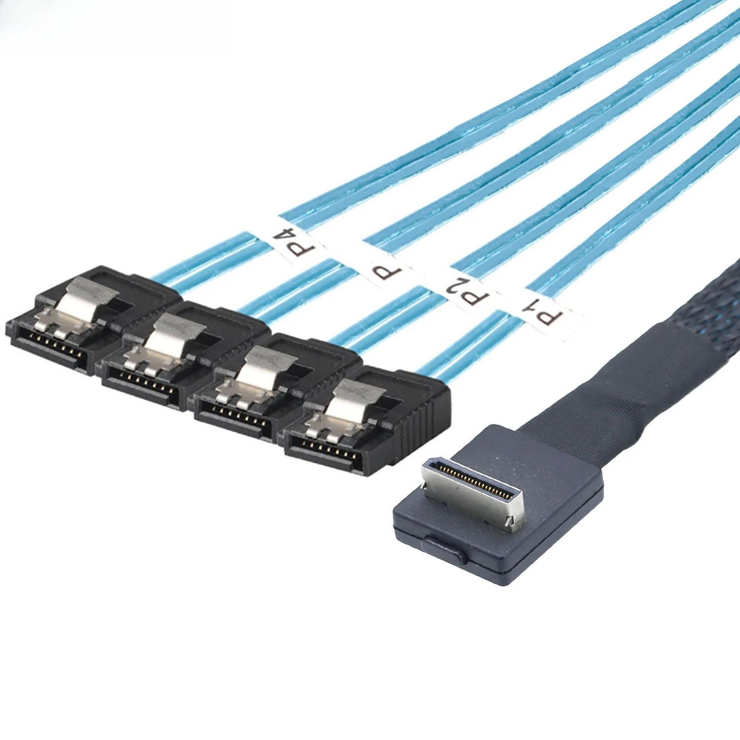 OCuLink PCI-Express SAS SFF-8611 4i 90 grados a 4X SATA 7P Cable adaptador longitud opcional 0,5 M 1 M - imagen 4